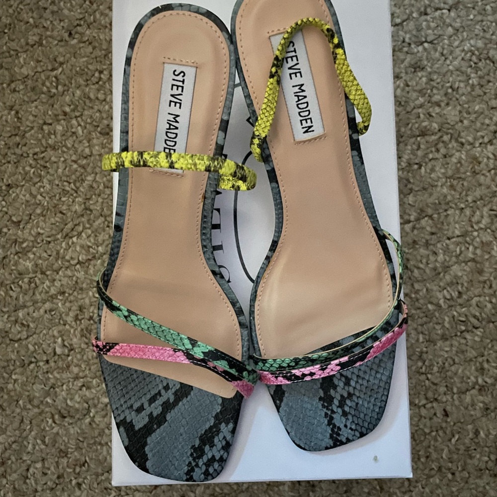 Steve Madden Multi-Colored Heels with Snakeskin Straps